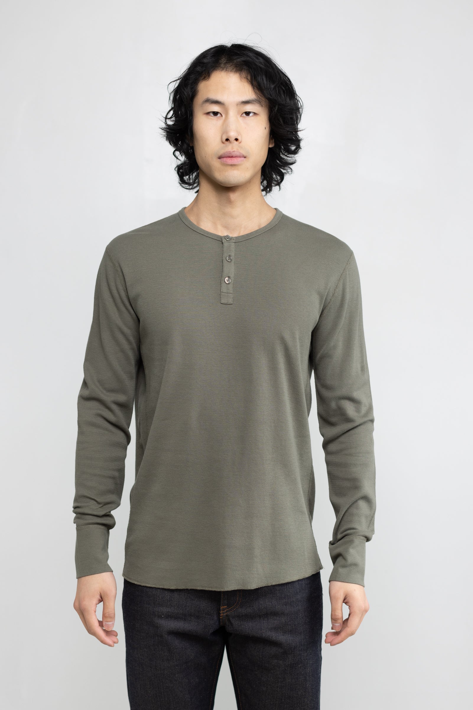 NS2154-7 Mesh Thermal Long Sleeve Henley in Army Green – National