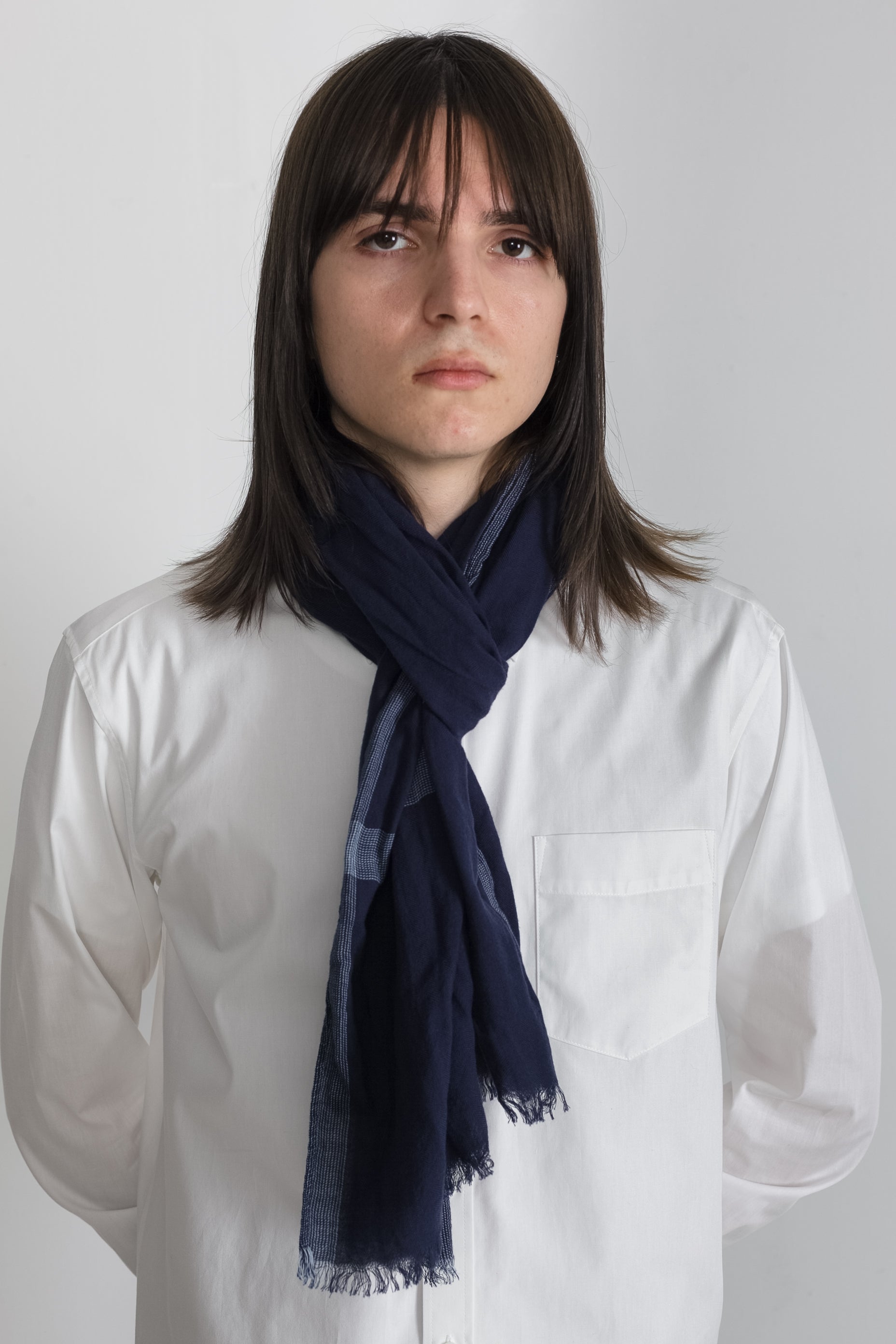 Border Stripe Scarf in Navy 03