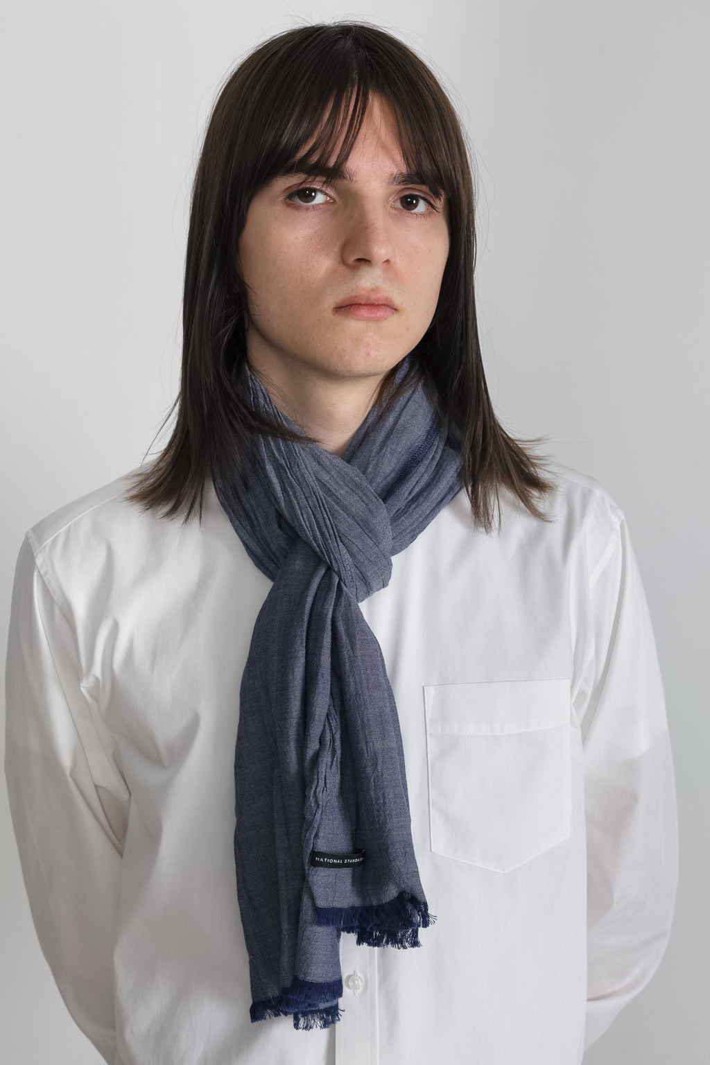 Chambray Scarf in Blue 003